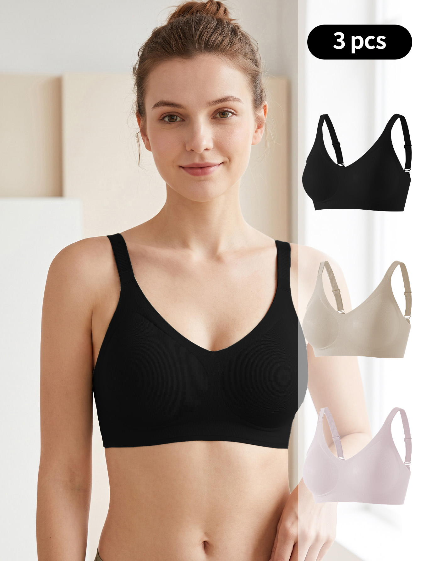 Wirefree Bra Comfort - Conjunto de 3 piezas de sujetador